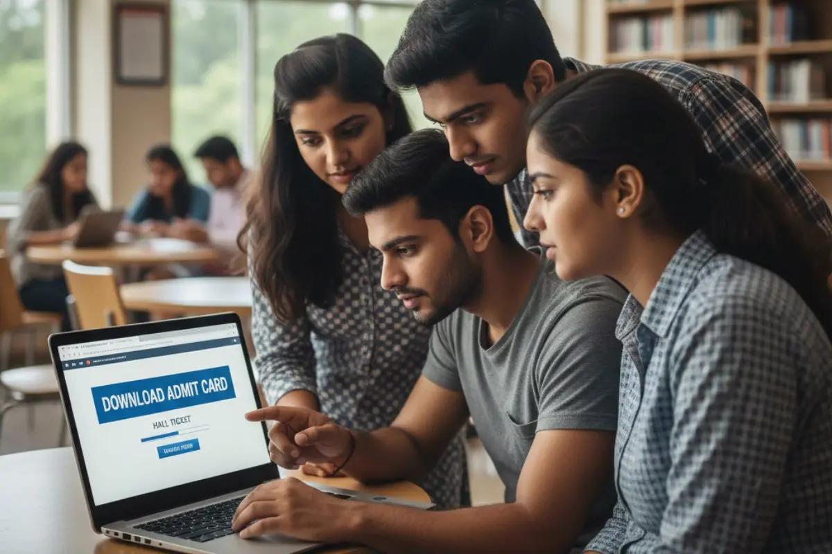 Downloading the MPESB admit card on a laptop